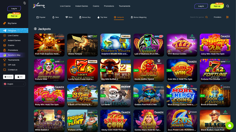 Gama Casino — Jackpot games