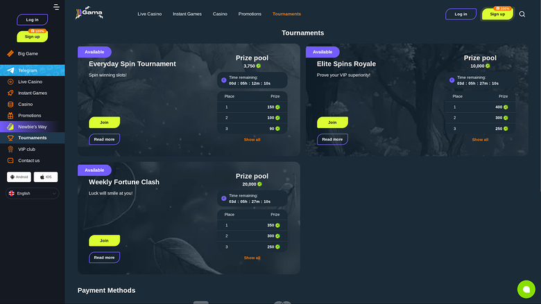 Gama Casino — Tournaments