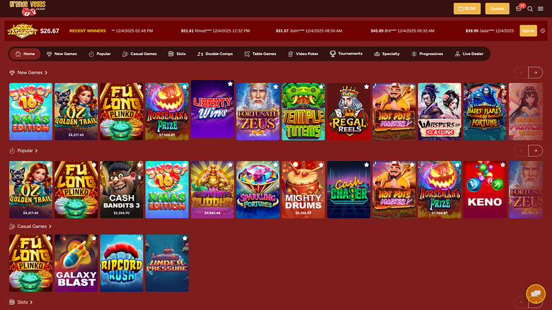 Grande Vegas Casino — Homepage