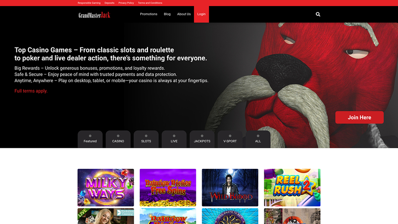 GrandMasterJack Casino — Homepage