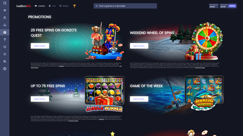 GrandMasterJack Casino — Promotions page