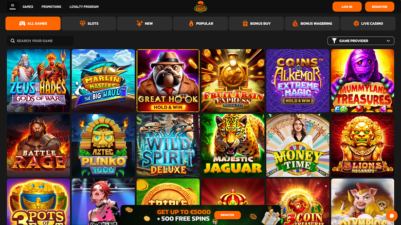Hidden Jack Casino — Games lobby
