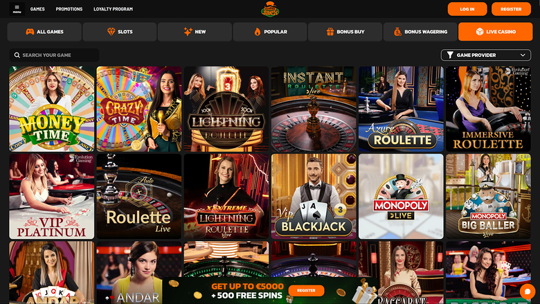 Hidden Jack Casino — Live dealer lobby