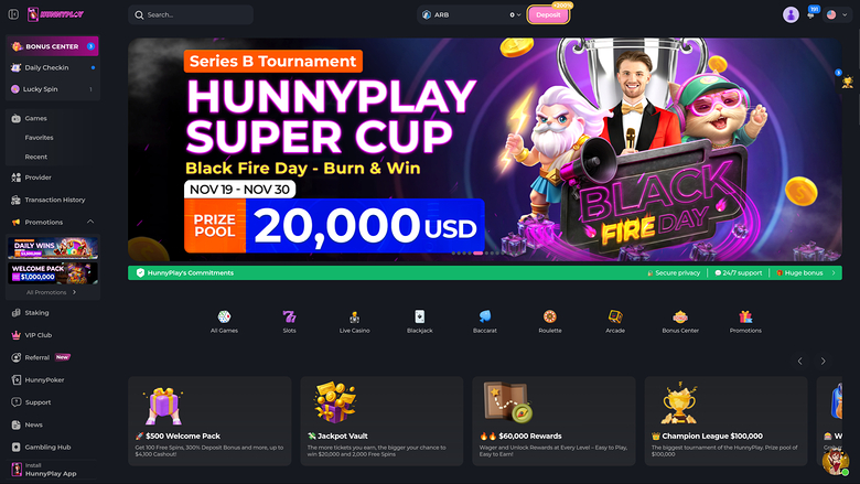 HunnyPlay Casino — Homepage