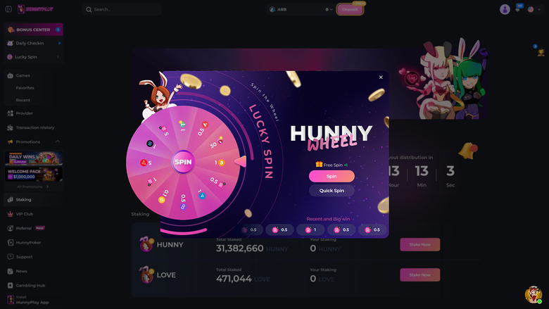 HunnyPlay Casino — Lucky spin