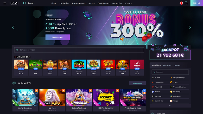 IZZI Casino — Homepage