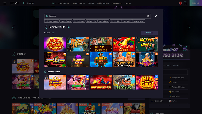 IZZI Casino — Jackpot games