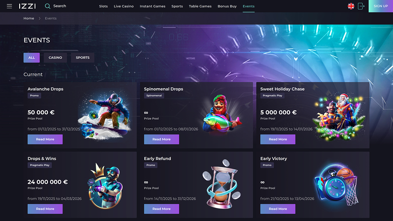 IZZI Casino — Promotions page