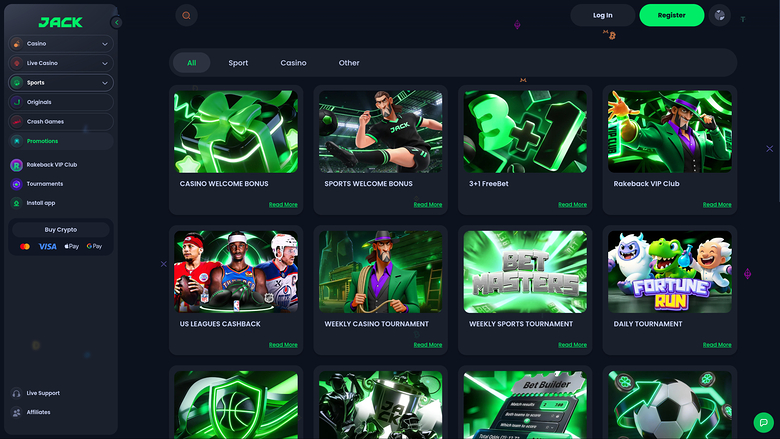 Jack Casino — Promotions page