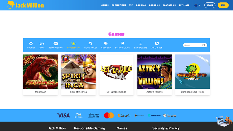 JackMillion Casino — Jackpot games