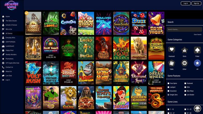 Jackpot Wheel Casino — Games lobby