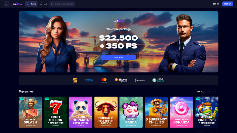 An online casino homepage showing a welcome bonus hero banner and a row of top game tiles.
