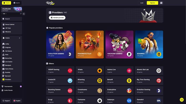 Kings Game Casino — Games by studio