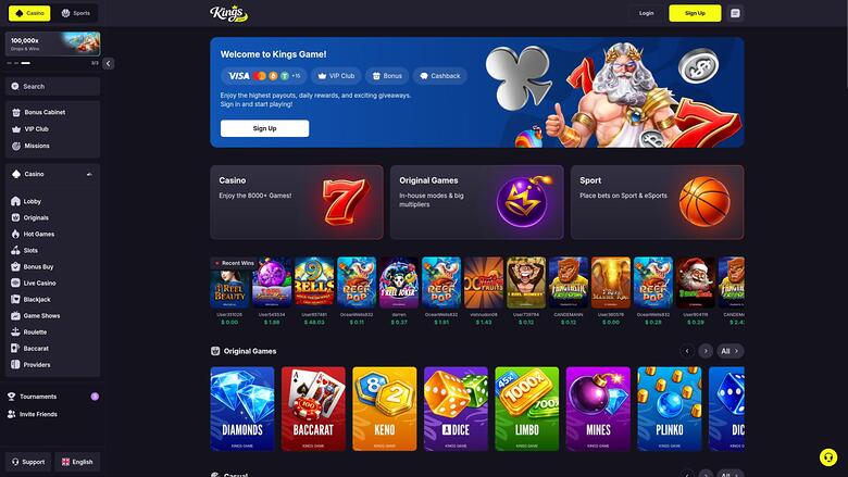 Kings Game Casino — Homepage