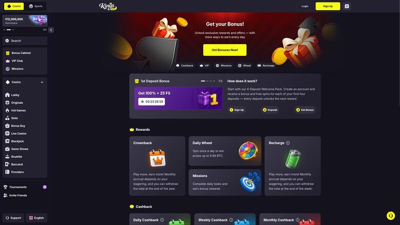Kings Game Casino — Promotions page