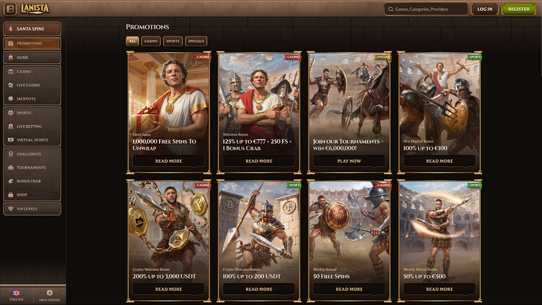 Lanista Casino — Promotions page