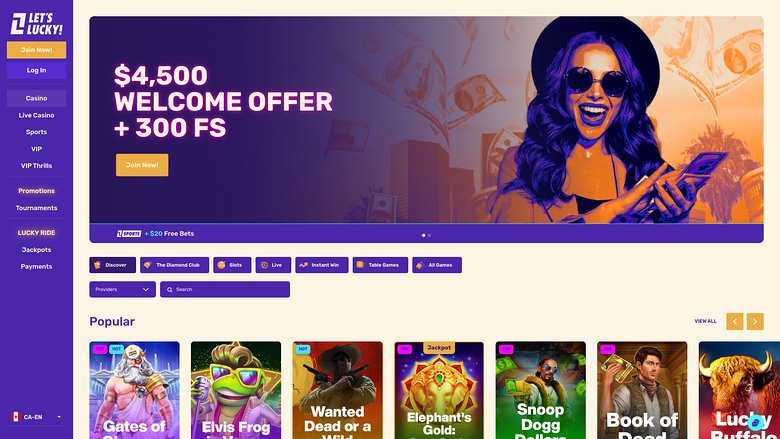 Lets Lucky Casino — Homepage