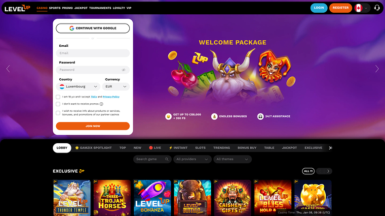 LevelUp Casino — Homepage