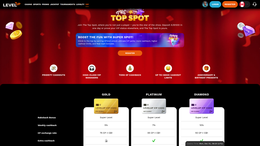 LevelUp Casino — VIP section