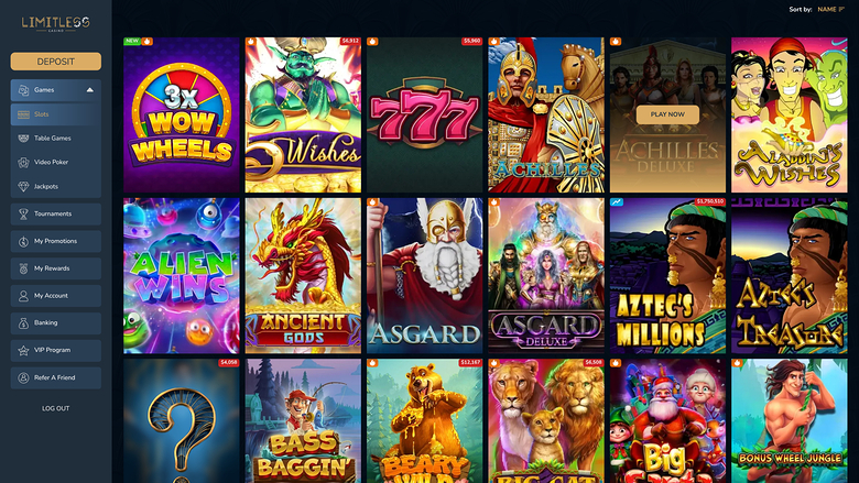Limitless Casino — Games lobby