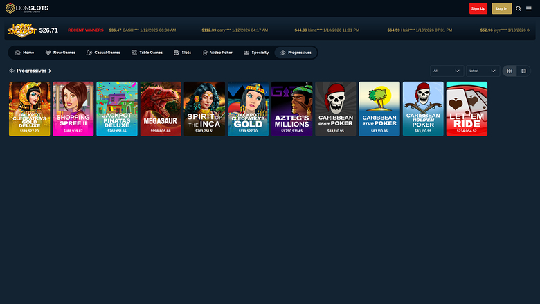 Lion Slots Casino — Jackpot games