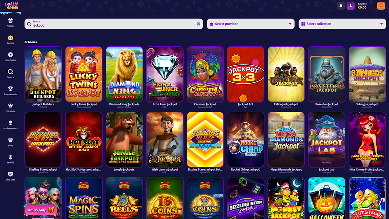 Lolly Spins Casino — Jackpot games