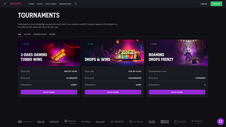Lucky Circus Casino — Tournaments