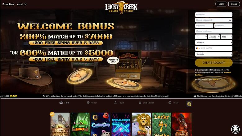 Lucky Creek Casino — Homepage