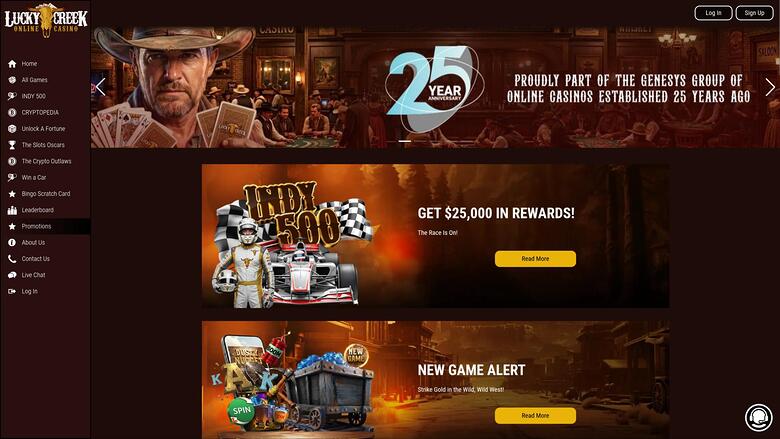 Lucky Creek Casino — Promotions page