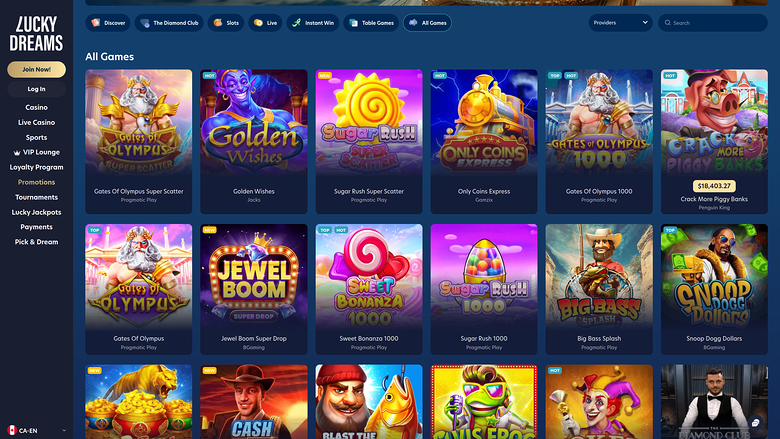 Lucky Dreams Casino — Games lobby