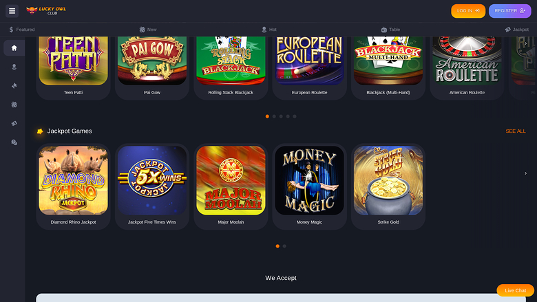 Lucky Owl Club — Jackpot games