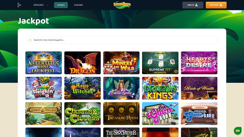 Lucky Tiger Casino — Jackpot games