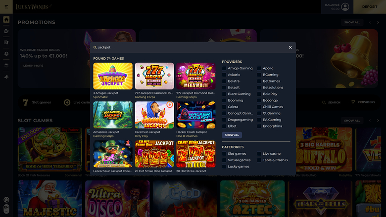 Lucky Wands Casino — Jackpot games