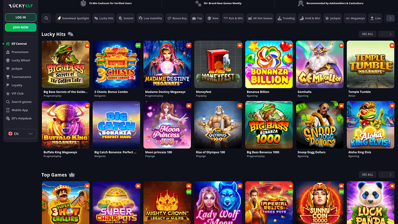 LuckyElf Casino — Games lobby