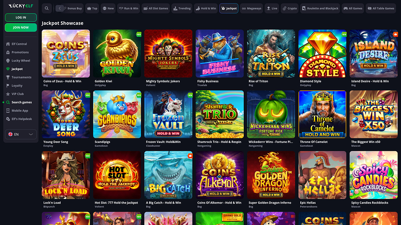LuckyElf Casino — Jackpot games