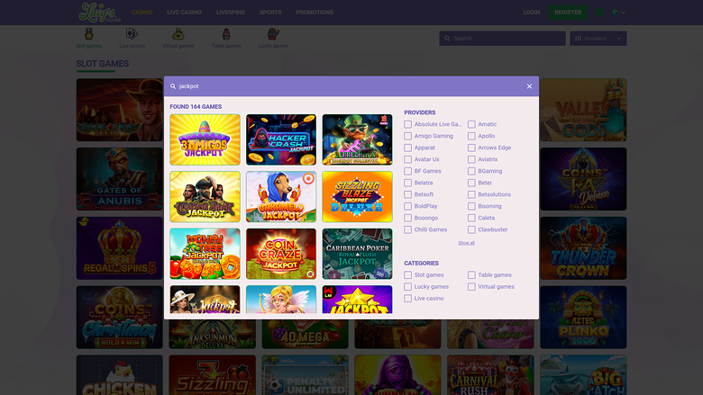 Lucys Casino — Jackpot games