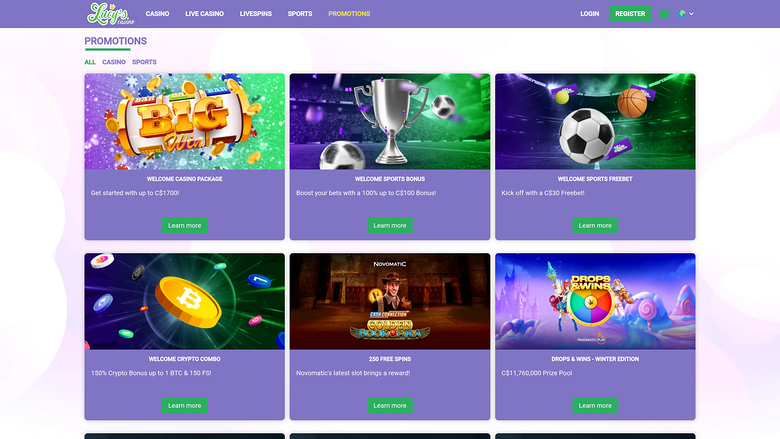 Lucys Casino — Promotions page