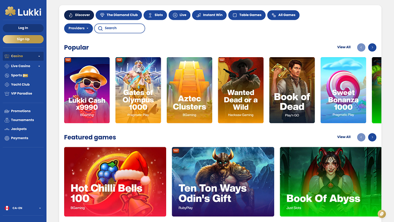 Lukki Casino — Games lobby