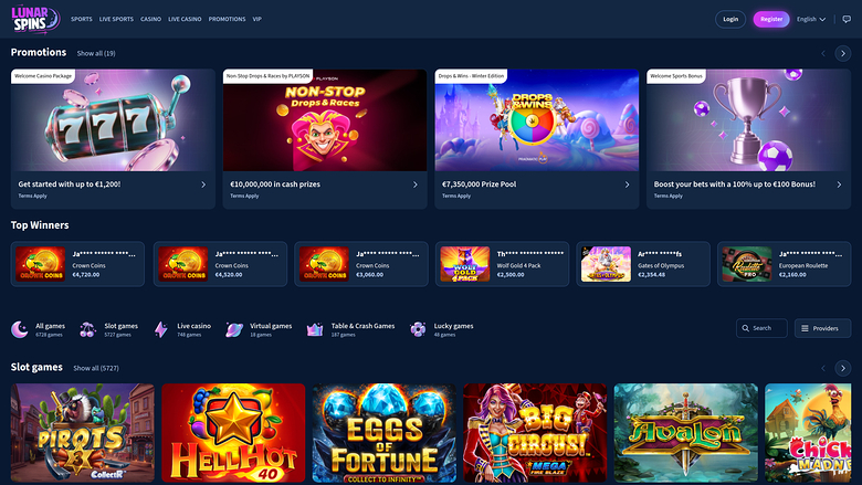 LunarSpins Casino — Homepage