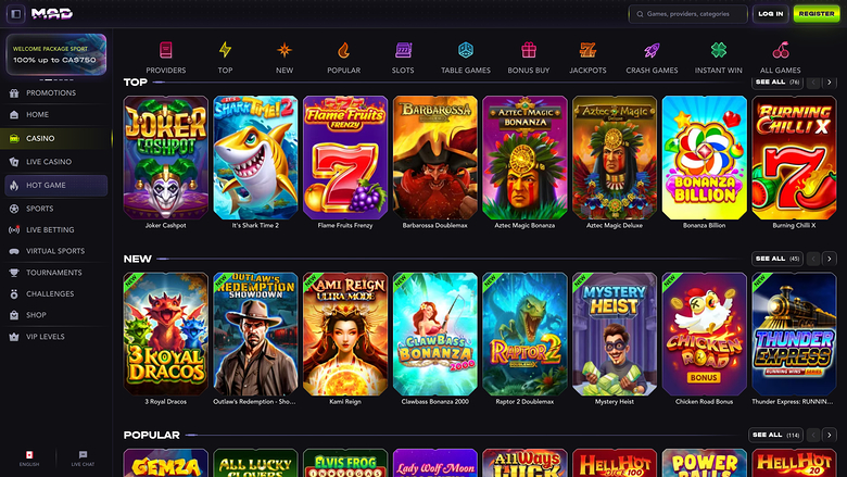 MadCasino — Games lobby