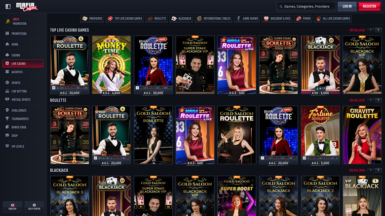 Mafia Casino — Live dealer lobby