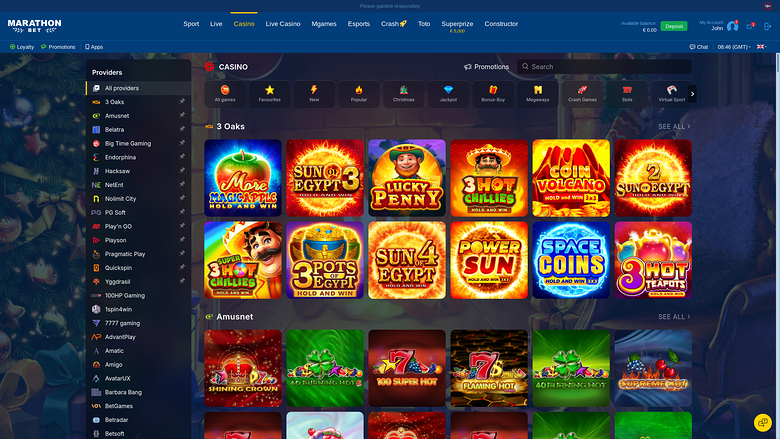 MarathonBet Casino — Games by studio