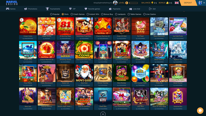 Marvel Casino — Games lobby