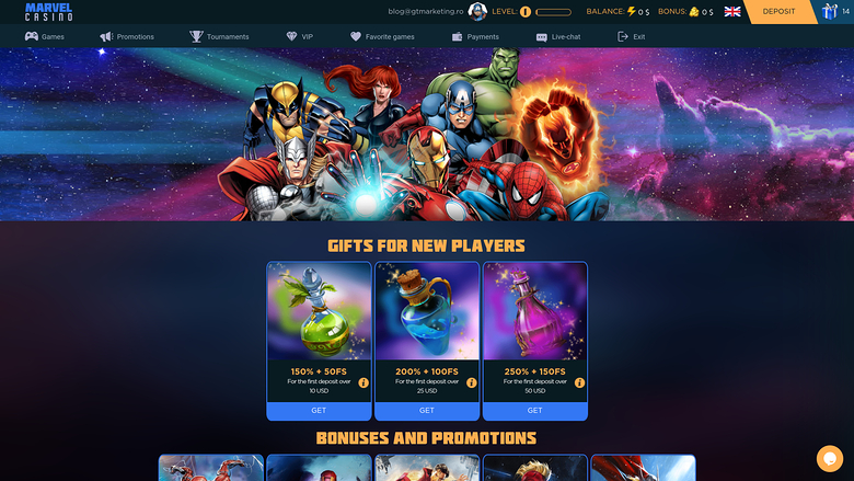 Marvel Casino — Promotions page
