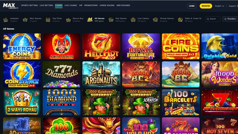 MaxCasino.io — Games lobby