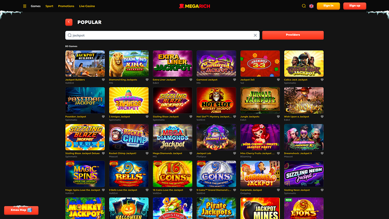 Megarich Casino — Jackpot games