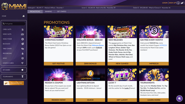 Miami Club Casino — Promotions page