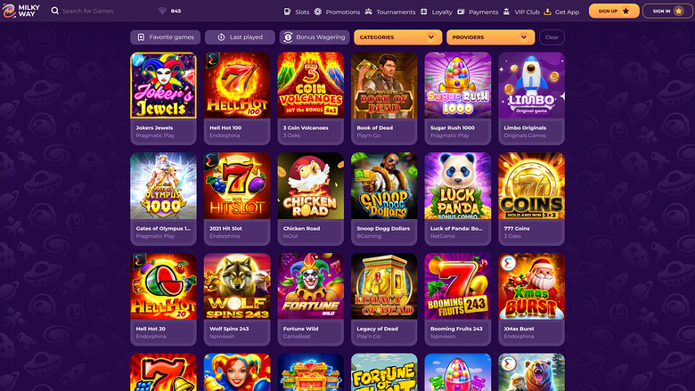 MilkyWay Casino — Games lobby