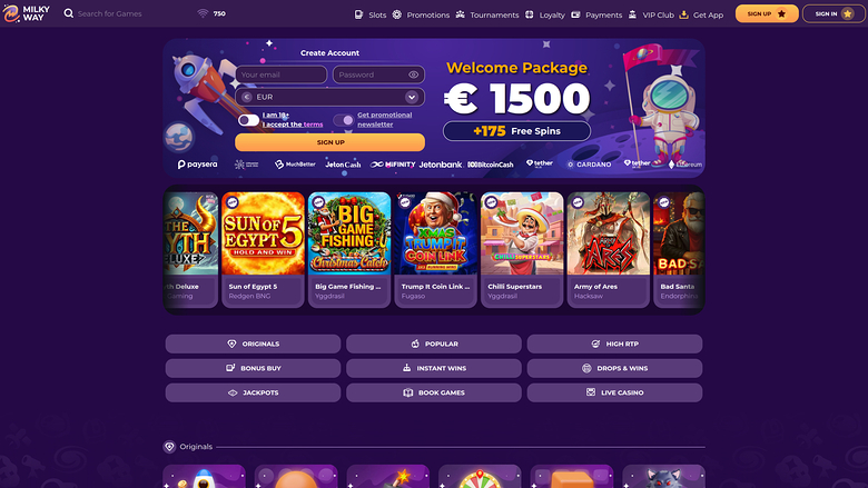 MilkyWay Casino — Homepage