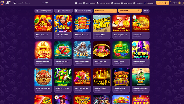 MilkyWay Casino — Jackpot games